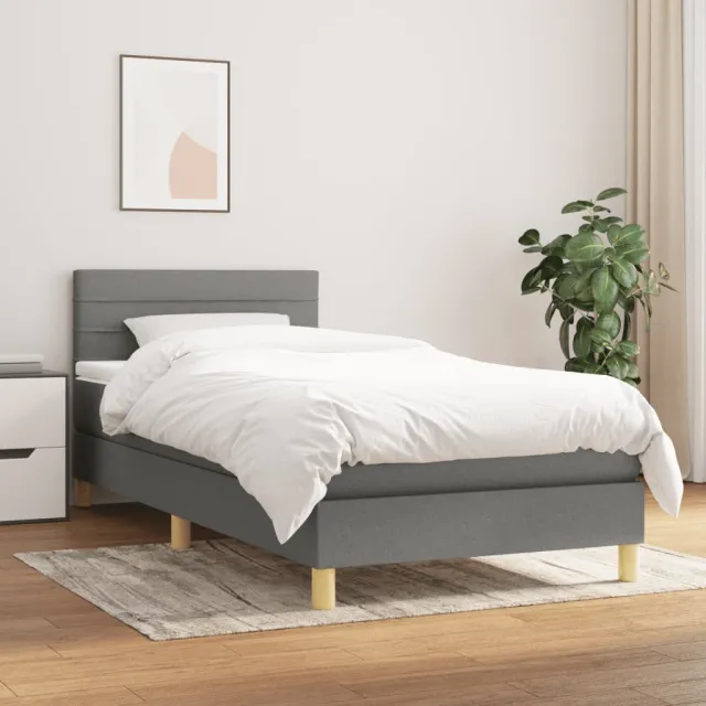 vidaXL Boxspring met matras stof donkergrijs 100x200 cm grijs