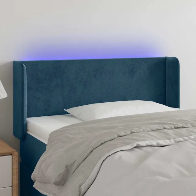 vidaXL Hoofdbord LED 83x16x78/88 cm fluweel donkergroen Blauw