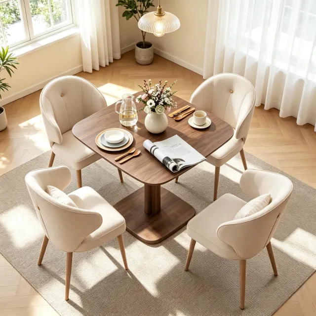 STILVORA Eettafel - Vierkant Tafelblad Voor 4 Personen - Afgeronde Hoeken Voor Eetkamer En Keuken - Hout - 70 x 70 x 75 Cm - Bruin