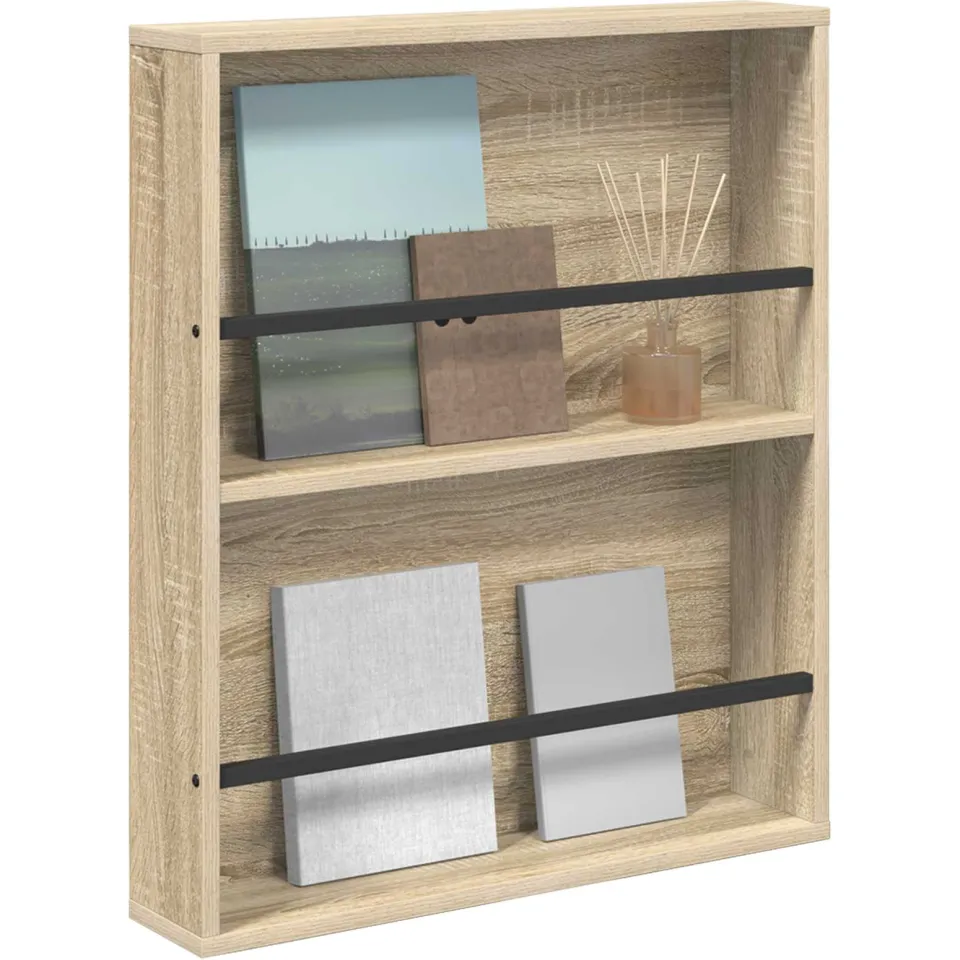 vidaXL Tijdschrift Rek Sonoma Eiken 60 x 12 x 70 cm Bewerkt hout Bruin