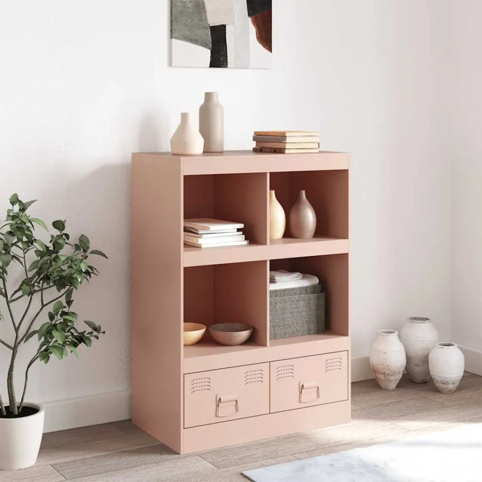 vidaXL Hoge kast 67x39x95 cm staal roze, foto 3