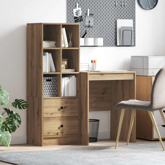 vidaXL Bureau Artisan Eiken 105,5 x 50 x 127 cm 2 st, foto 2