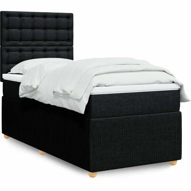 vidaXL Boxspring met matras stof zwart 80x200 cm