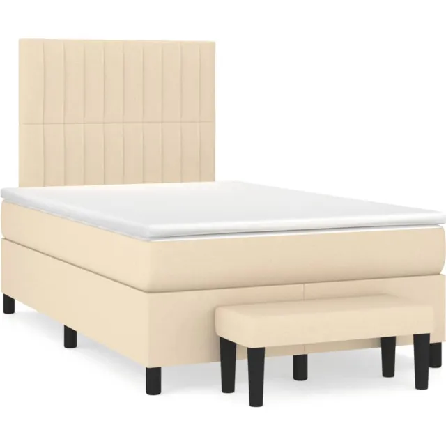 vidaXL Boxspring met matras stof crèmekleurig 120x190 cm
