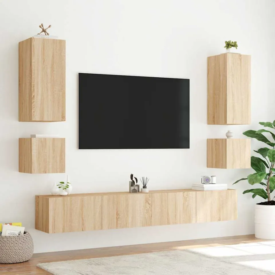 vidaXL Tv-wandmeubelen met LED 2 st 40,5x35x40 cm sonoma eikenkleurig, foto 3