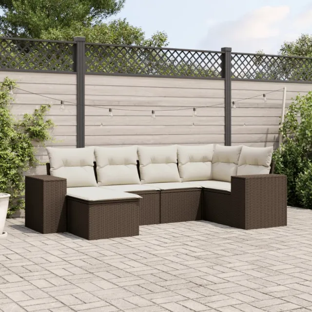 vidaXL 6-delige Loungeset met kussens poly rattan bruin, foto 2