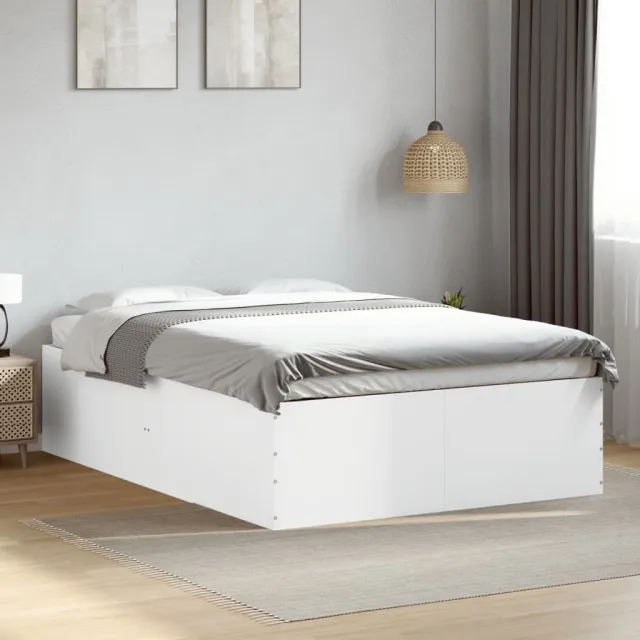 vidaXL Bedframe LED massief hout wit 120x200 cm