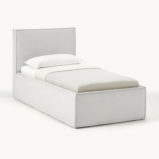 Westwing Collection Eenpersoonsbed Dream met opbergruimte taupe