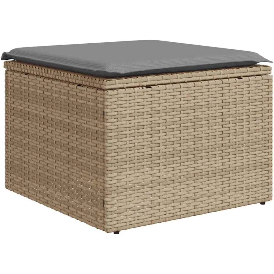 vidaXL 6-delige Loungeset met kussens poly rattan beige, foto 4