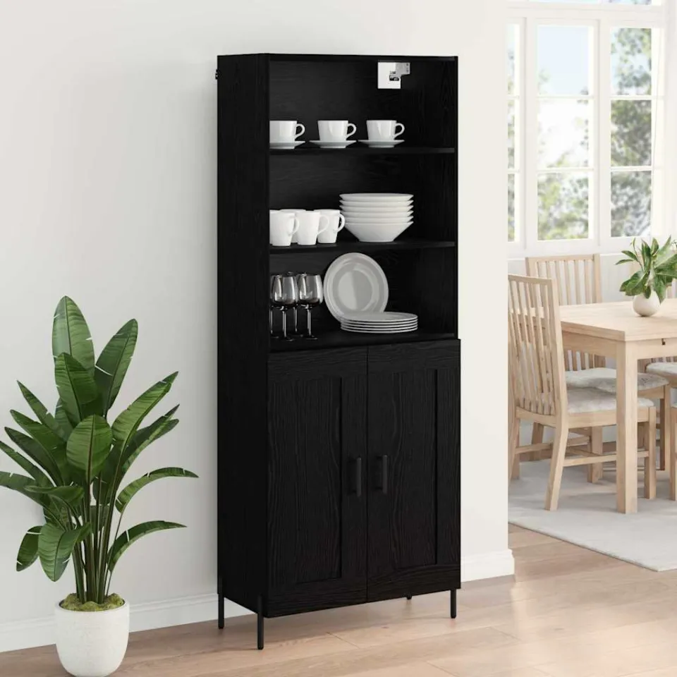 vidaXL Hoge kast Zwart eiken 69,5 x 34 x 180 cm Bewerkt hout, foto 4