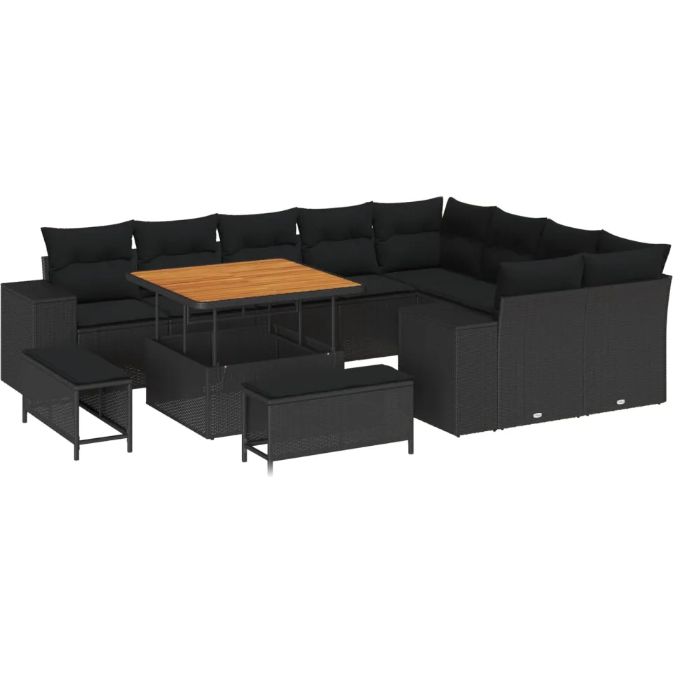 vidaXL Tuin Sofa Set 12 st Zwart poly rattan