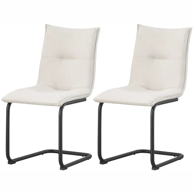 Furnilux Sonja fauteuil set van 2 in crème - Moderne stoelen met metalen frame - 89cm blanc
