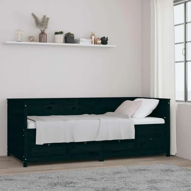 vidaXL Slaapbank 90x200 cm massief grenenhout zwart