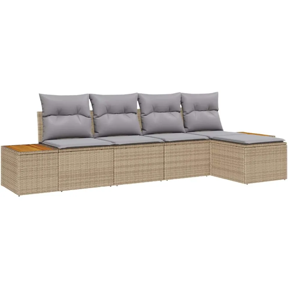vidaXL Tuinbankenset 5 st Beige Poly riet