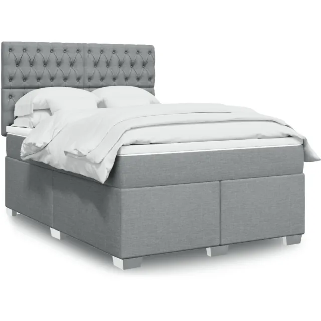 vidaXL Boxspring met matras stof lichtgrijs 160x200 cm grijs