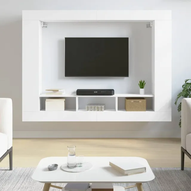 vidaXL Tv-meubel 152x22x113 cm bewerkt hout wit, foto 2