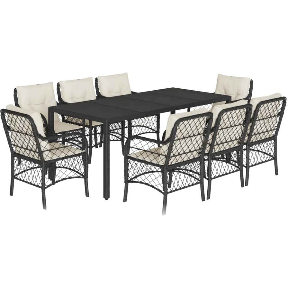 vidaXL 9-delige Tuinset poly rattan zwart, foto 3