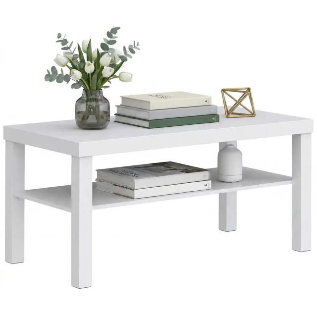 Homcom Salontafel - MDF - 90 x 45 x 44,5 cm - Wit