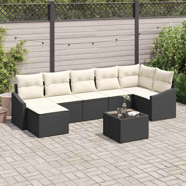 vidaXL Tuin Sofa Set 8 st Bruin en Crème poly rattan, foto 2