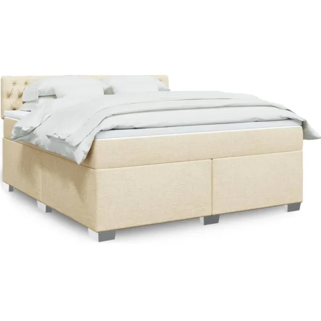 vidaXL Boxspring met matras stof crèmekleurig 180x200 cm