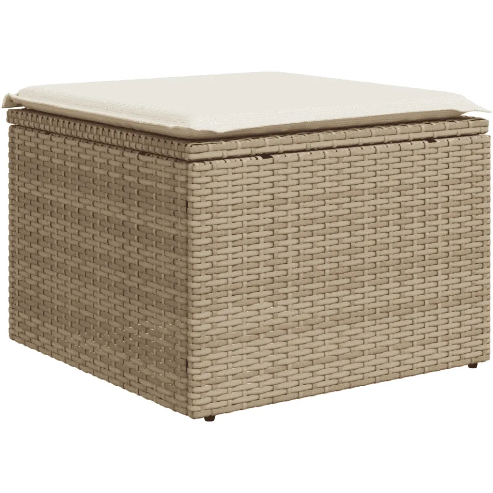 vidaXL 5-delige Loungeset met kussens poly rattan beige