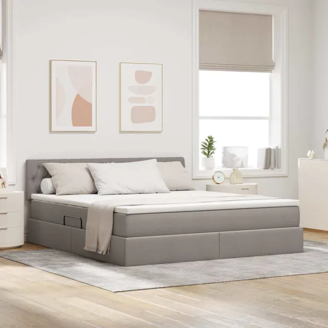 vidaXL LED Opslagbed met Matras Taupe 180 x 200 cm Stof