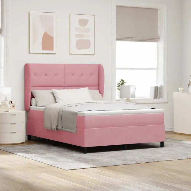vidaXL Boxspringbed met hoofdeinde Roze 190 x 140 cm Fluweel