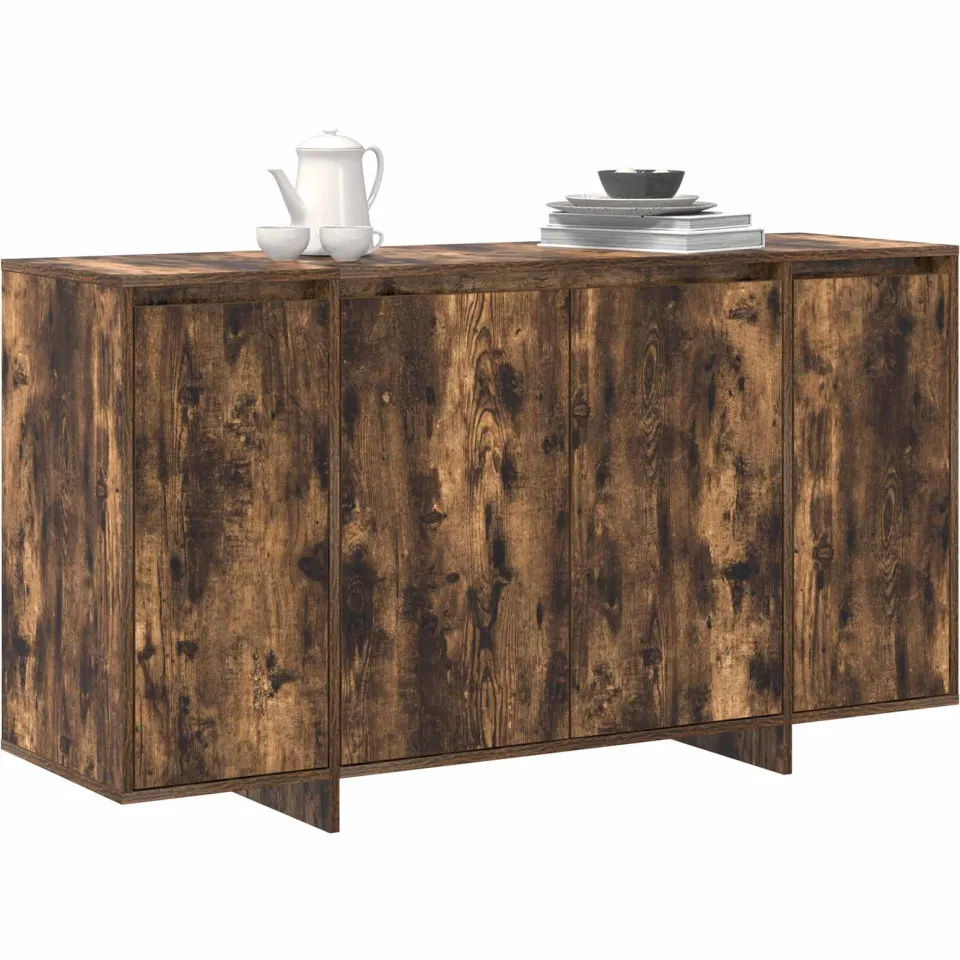 vidaXL Dressoir Gerookt eiken 135 x 41 x 75 cm Bewerkt hout, foto 2