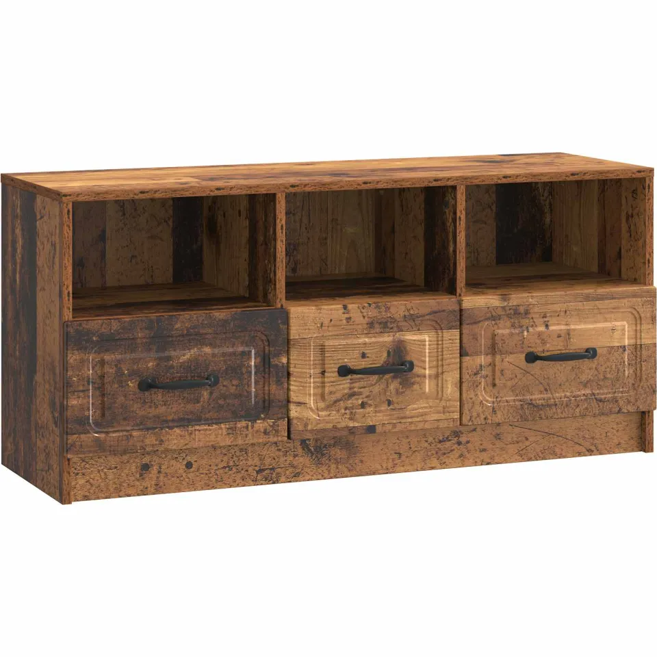 vidaXL Tv-meubel 102 x 34,5 x 47 cm Oud hout Bewerkt hout bruin, foto 3