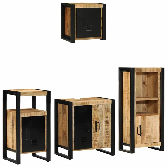 vidaXL Badkamermeubelset 4 st Bruin en zwart 55 x 35 x 60 cm