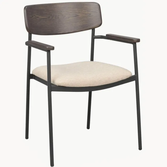 Rowico Home Eikenhouten stoelen Maymont met armleuning, 2 stuks Beige