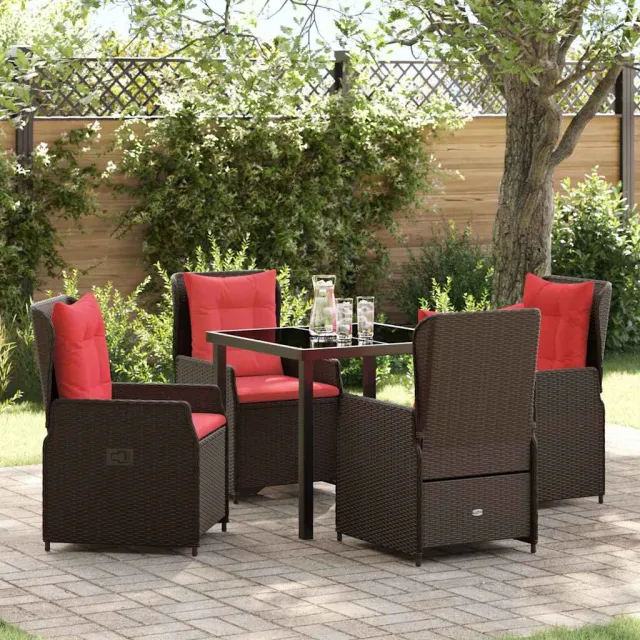 vidaXL Tuin Eetset 5 st Bruin Poly riet