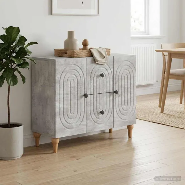 vidaXL TV-kast met lade Betongrijs 89 x 34,5 x 60 cm Bewerkt hout grijs, foto 2