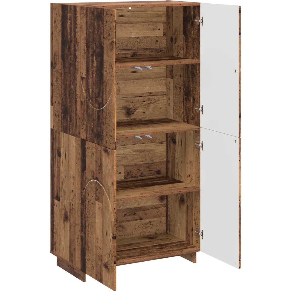 vidaXL Hoge kast Oud hout 79 x 41 x 151 cm Bewerkt hout Bruin