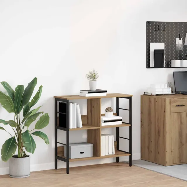 vidaXL Boekenkast 4-laags 82 x 32 x 79 cm Bewerkt hout Artisan Eiken, foto 2