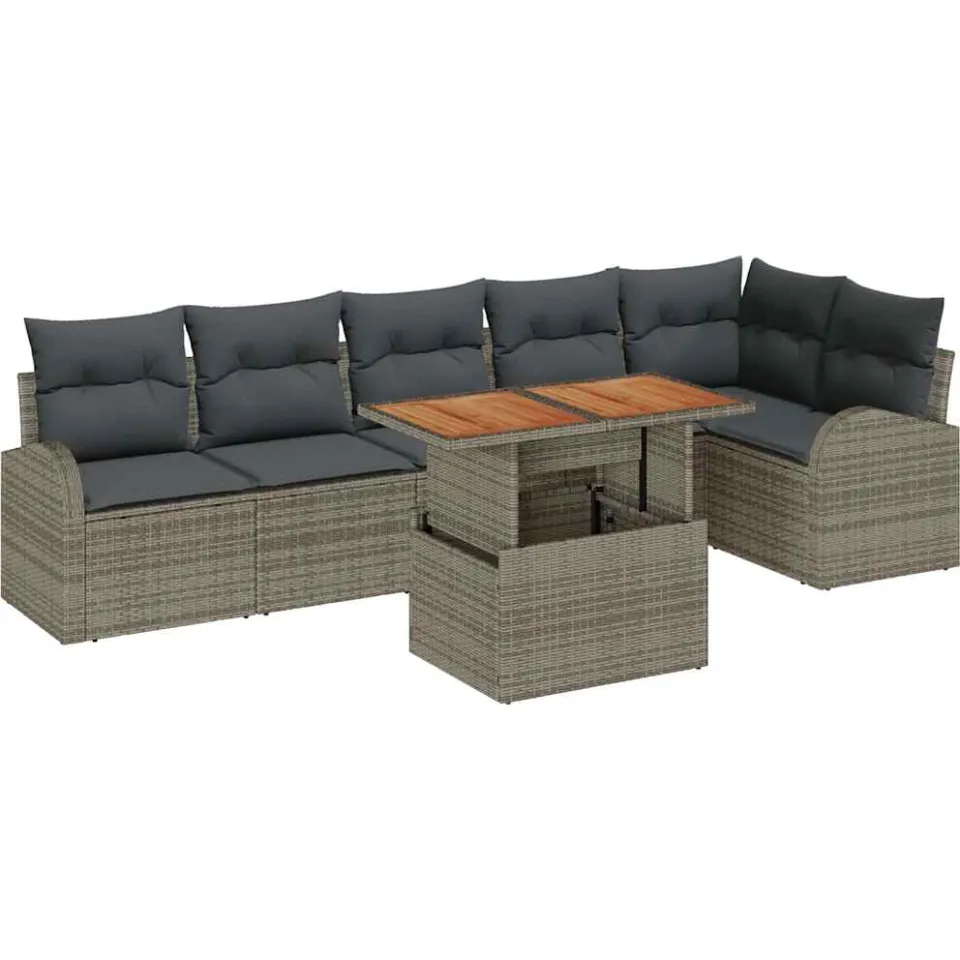 vidaXL Tuin Sofa Set 7 st Grijs Poly riet