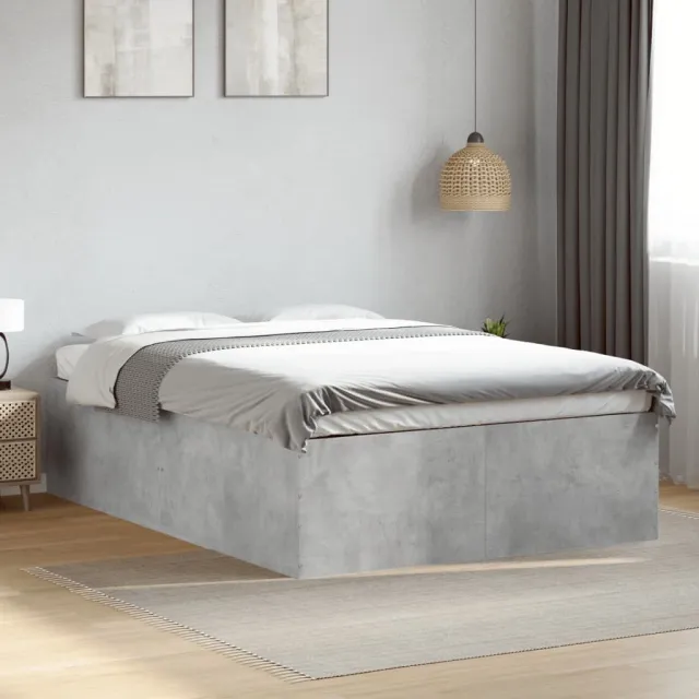 vidaXL Bedframe bewerkt hout betongrijs 135x190 cm grijs