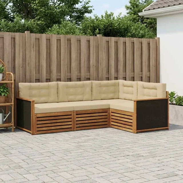 vidaXL Buiten bankenset 4 st 4-zits Natuurlijk en Beige