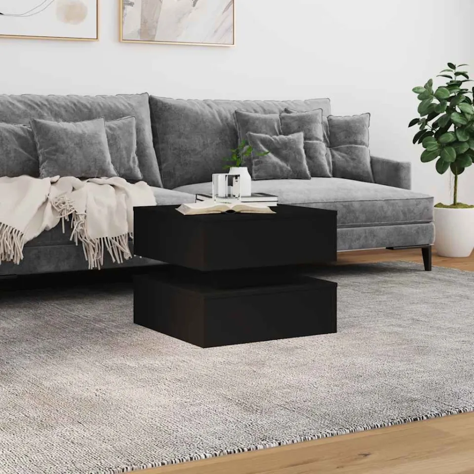 vidaXL Salontafel met LED-verlichting 50x50x40 cm zwart, foto 3