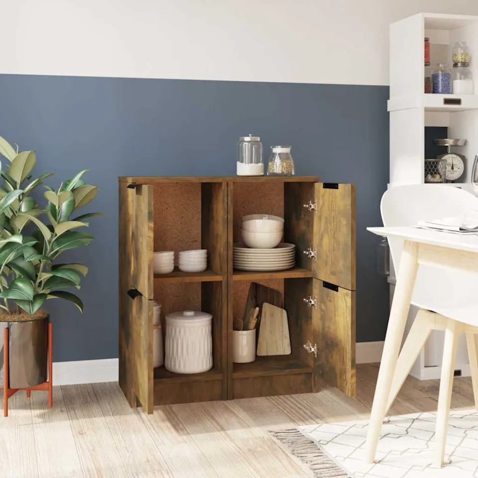 vidaXL Dressoirs 2 st 30x30x70 cm bewerkt hout gerookt eikenkleurig, foto 4