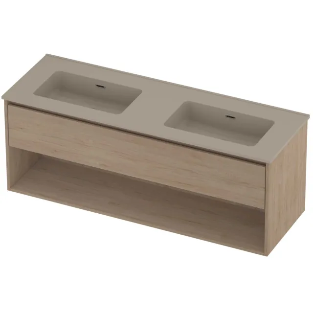 Proline Tribute Badmeubelset Porselein Elegant 140x46x54 cm Mat Crème Cotton Ideal Oak Eiken