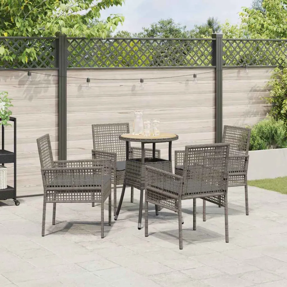 vidaXL Tuin eettafelset 5 st Grijs poly rattan, foto 4