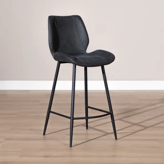 Bronx71 Industriële barkruk Barrel zwart/antraciet eco-leer 69 cm - barstoel