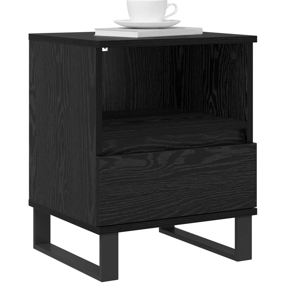 vidaXL Bed kast Zwart Eiken 40 x 35 x 50 cm Bewerkt hout