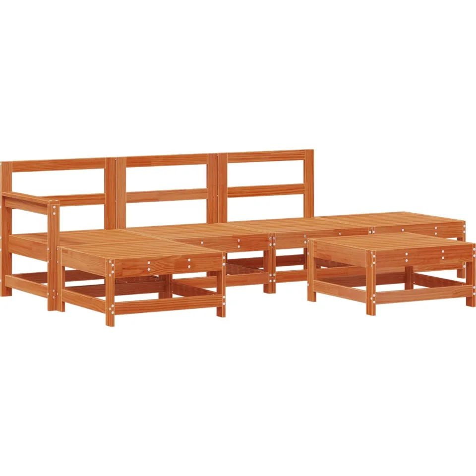 vidaXL Tuin loungeset 6 st Wasbruin Massief grenenhout