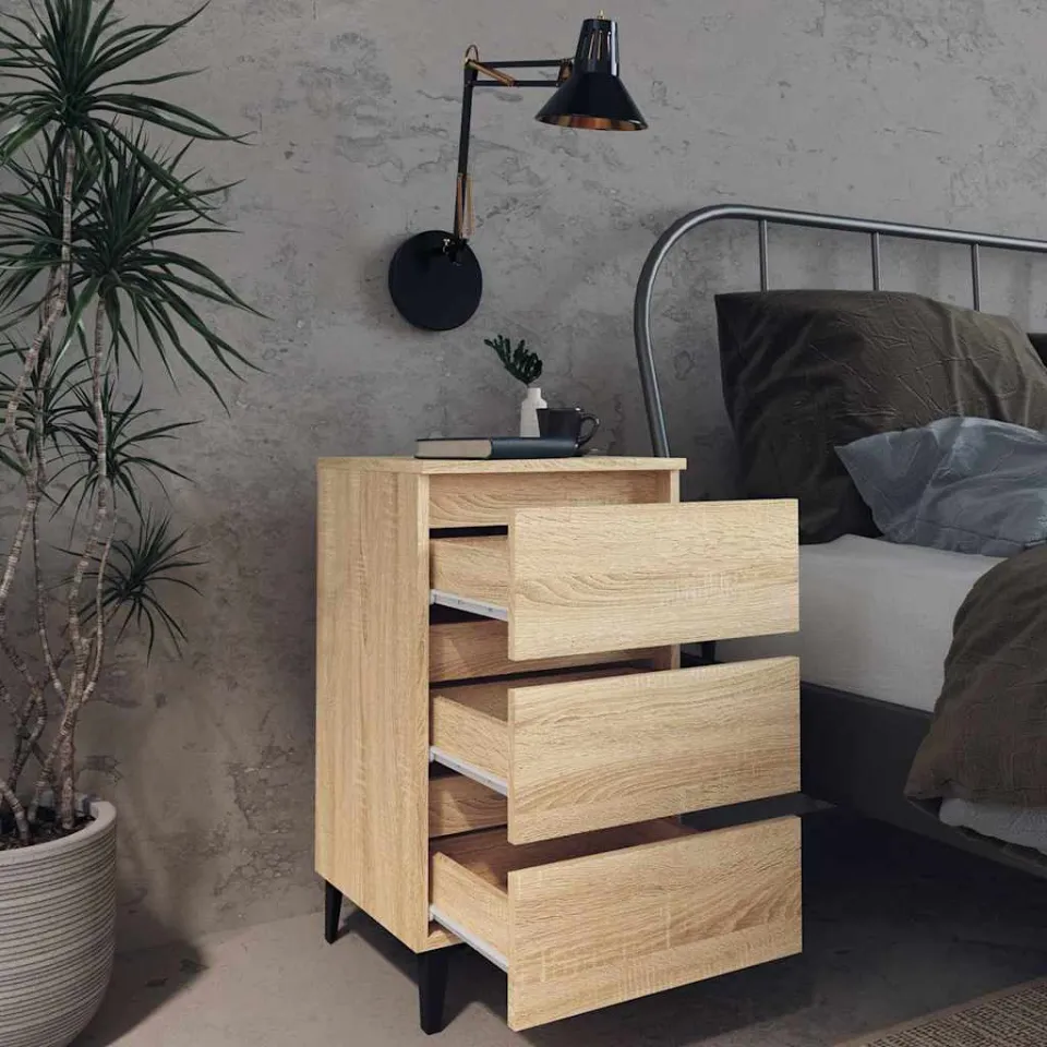 vidaXL Nachtkastje met metalen poten 40x35x69 cm sonoma eikenkleurig, foto 4