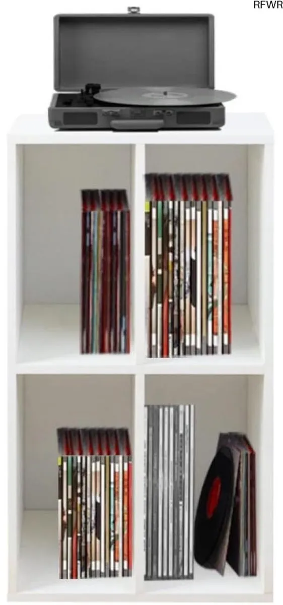 RFWR Witte Vinyl LP Platen Kast voor het Opbergen en Tonen van Platen