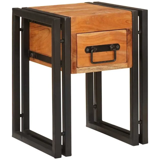 vidaXL Bijzettafel - Bruin - en - Zwart - 30 - x - 30 - x - 40 - cm - Massief - Acacia - Hout Bruin en zwart