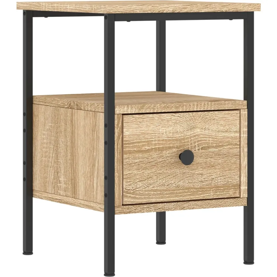 vidaXL Nachtkastje 34x36x50 cm bewerkt hout sonoma eikenkleurig, foto 3