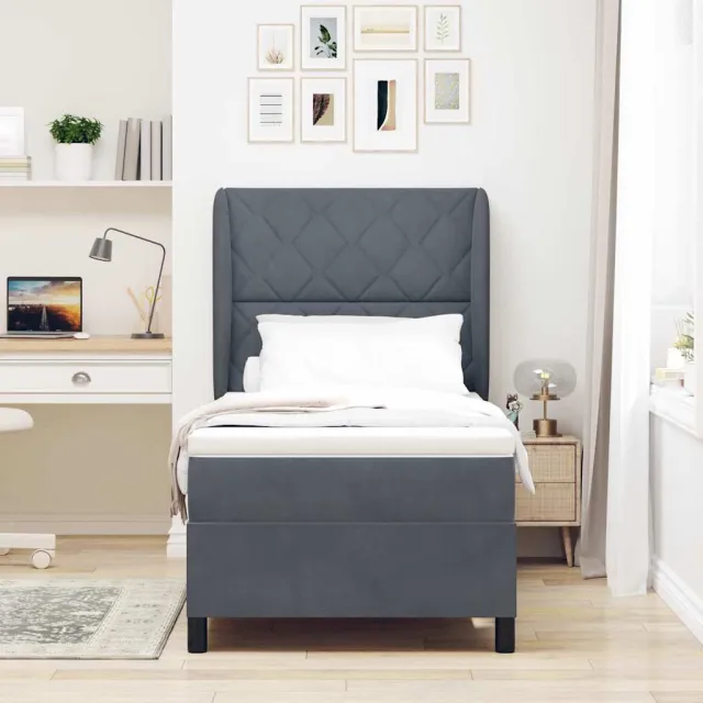 vidaXL Boxspringbed met hoofdeinde Donkergrijs 200 x 90 cm Fluweel